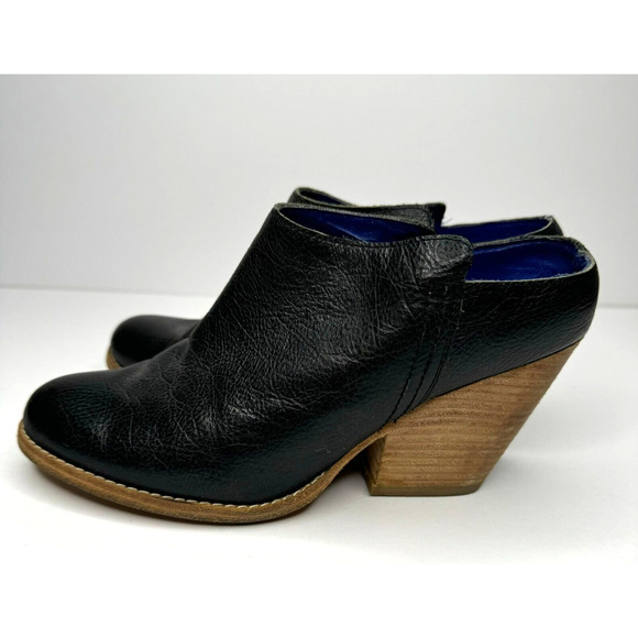 Jeffery Campbell Bootie Womens 6 Black Leather Mule Slip On Block Heel Ibiza - Picture 6 of 11